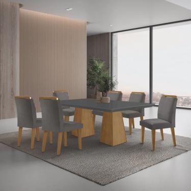 Imagem de Mesa Inovare 180 Tampo Mdf Canto Reto com 6 Cadeiras Bugatti