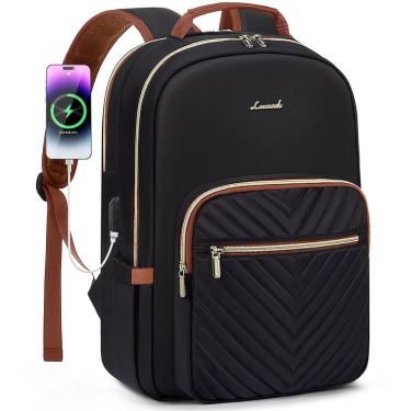 Imagem de Mochila para laptop LOVEVOOK para mulheres 15,6" impermeável preta