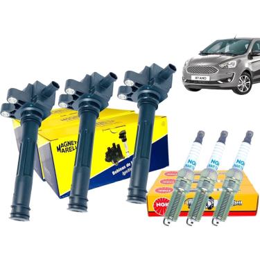 Imagem de Kit Bobina Velas Ka 1.0 3cc 2014 2015 2016 2017 2018 2019 20