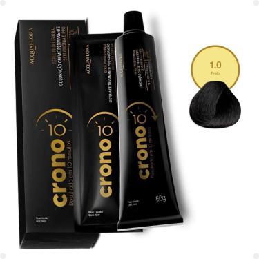 Imagem de Coloração Creme Permanente Acquaflora Crono 10 minutos 1.0 Preto 60g