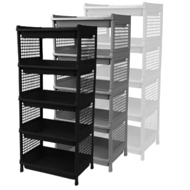 Imagem de Prateleira Estante De Plástico 5 Andares Multiuso Desmontável 40x28x90cm Elloplas - Cores (Cinza)