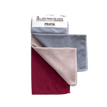 Imagem de Kit Pano de Copa 3 peças tamanho 30x30 cm - Pratik - Jolitex Ternille