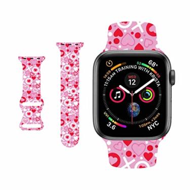 Imagem de BONICI Pulseira de relógio inteligente para Apple Watch iWatch 7/6/SE/5/4/3/2/1 (38 mm, 40 mm, 41 mm), linda e elegante pulseira de substituição de borracha de silicone macia esportiva