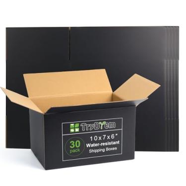 Imagem de TryDrem Caixas De Remessa Médias, Papelão Pretas 10 X 7 6 Polegadas, Pacote Com 30