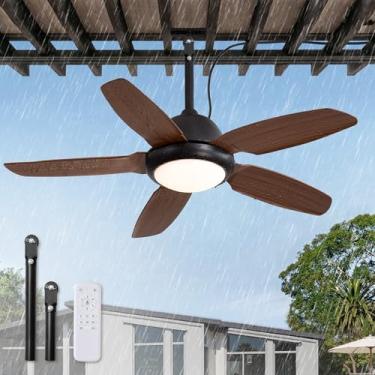 Imagem de Fanbulous Ventilador De Teto Externo De 42 Polegadas Com Classificação De Umidade, Luzes E Controle Remoto, Ventilador De Gazebo Suspenso Ip65 Com Motor Cc De 6 Velocidades E 3 Válvulas, Ventilador