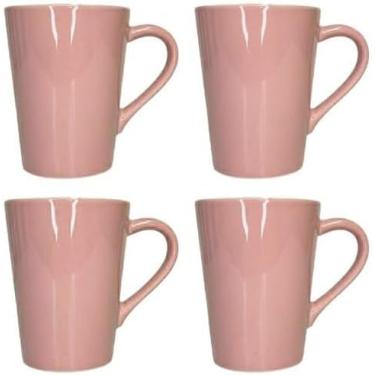Imagem de Conjunto Com 4 Canecas Tulipas Cónicas Porcelana Colorida 220 Ml (Rosa)