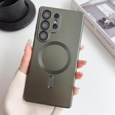 Imagem de MVVKKY Para Samsung Galaxy S23 Luxury Solid Clor Matte Magnetic Case Capa de proteção de câmera (para Samsung Galaxy S23 / cinza)