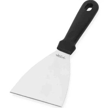 Imagem de 12 Espátulas Raspadoras Chapa Lanche 23x10cm Preta Aço Inox Cozinha Profissional