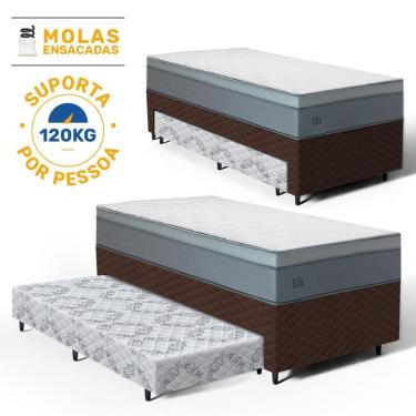 Imagem de Cama Box com Colchão de Molas Ensacadas Pillow In Elite + Auxiliar de Espuma Unique Solteiro 88cm
