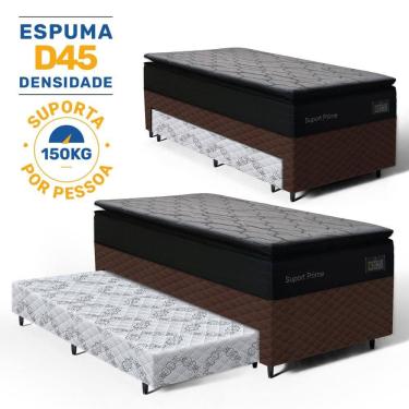 Imagem de Cama Box com Colchão de Espuma D45 Pillow Top Suport Prime + Auxiliar de Espuma Unique Solteiro 88cm