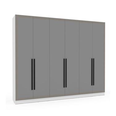 Imagem de Guarda-Roupa Casal Valência 6 Portas 4 Gavetas Branco e Cinza