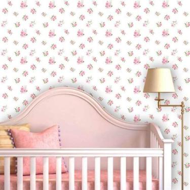 Imagem de Papel de Parede Autocolante Fundo Branco com Rosas 270 - Inove Papéis 