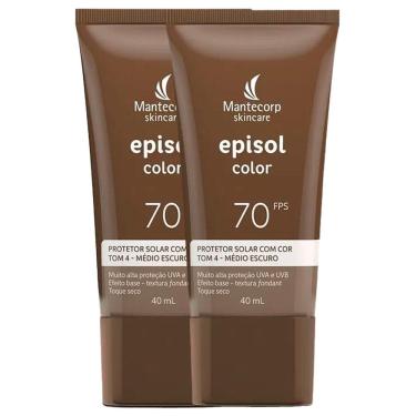 Imagem de Kit com 2 Protetor Solar Episol Color Tom 4 Médio Escuro FPS70 40ml cada