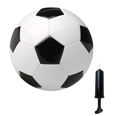 Imagem de Bola de futebol tamanho 4 com agulha de bomba clássica branca preta mais grossa PU apertada adequada para jovens crianças meninos treino treino ou presente