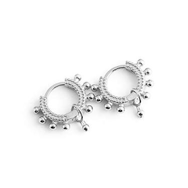 Imagem de Mini brincos de argola pequenos com miçangas para mulheres, adolescentes, meninas, segundo furo, prata esterlina S925, moderno, delicado, boho, minúsculo, cartilagem, punho, punho, abraço, articulado, piercings de argola, joias, presentes de aniversário