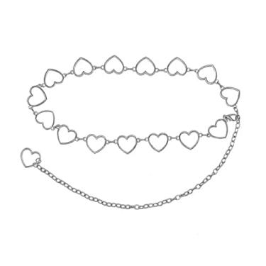 Imagem de Kefley Cinto de corrente de coração com franja longa cauda corpo correntes de barriga prata geométrica coração cinto de cintura Y2K corrente para vestidos, calças, saia, calças jeans, acessórios de