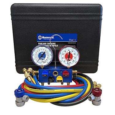 Imagem de Mastercool (86972) Conjunto de manifold de 4 vias R134A prata, azul