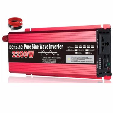 Imagem de Inversor de potência de onda senoidal pura, 2200W 12V/24V/48V/60V DC a 110V/220V AC 50Hz 60Hz Portátil Voltage Conversor de Voltagem Solar Inverter,24V to 220V