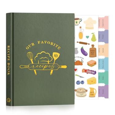 Imagem de Lanpn Caderno de receitas em branco A5 para 70 receitas, capa de couro, impermeável, vazio, caderno de culinária para escrever em suas próprias receitas, livro de receitas com adesivos para organizar