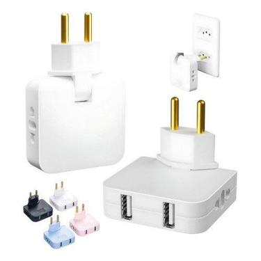 Imagem de Adaptador Tomada Rotativa Dobrável Usb Benjamin Plug Bivolt - Rhos
