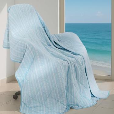Imagem de DOWNCOOL Cobertor refrescante, cobertor azul reversível para dormir quente, edredom de verão respirável, leve e macio Q-Max>0,4 edredom frio Arc-Chill, 152 cm x 172 cm