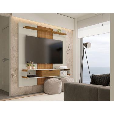 Imagem de Painel Tv Até 65" Lisboa com Porta Off White Cinamomo Ripa