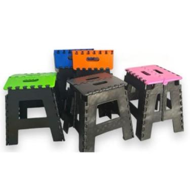 Imagem de Banquinho Banqueta Dobrável de Plástico Até 100kg Resistente Para Viagem(roxo)