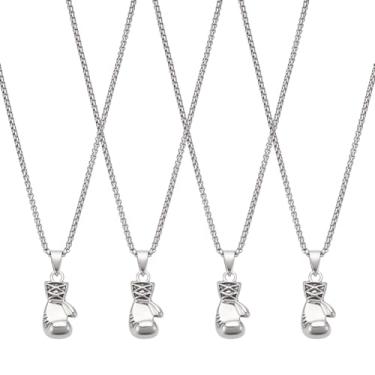 Imagem de UNICRAFTALE 4 peças de colar com pingente de luvas de boxe para homens, colar de metal punk, pingente, presente, ajustável, esportivo, fitness, colares, Metal, Sem Pedra Preciosa