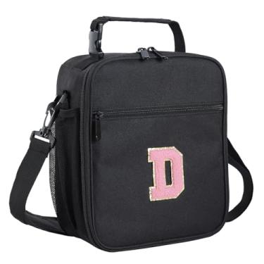 Imagem de ELEFOCUS Lancheira com isolamento inicial para trabalho feminino/masculino, lancheira personalizada com monograma com alça de ombro ajustável para adolescentes adultos/preparatório, presente de