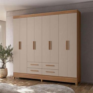 Imagem de Guarda-Roupa Casal 8 Portas Bater 4 Gavetas Flórida Moval Roupeiro, Ca