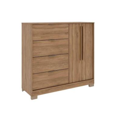 Imagem de Cômoda Quarto Alta 125cm x 118,5cm com 2 Portas e 4 Gavetas - Carraro 