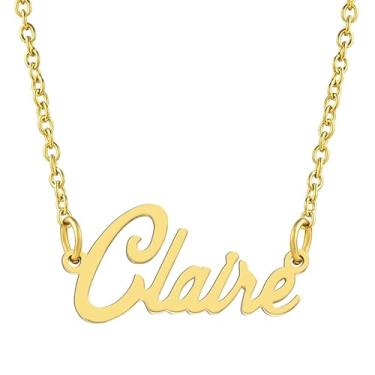 Imagem de Colar com pingente de nome personalizado de aço inoxidável banhado a ouro 18 K da Kisper