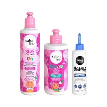 Imagem de Salon Line, Kit Ativador de Cachos e Creme de Pentear SOS Cachos Kids + Tônico Capilar Fortalecedor SOS Bomba, Somente Tônico Não é Vegano - Para Ondulados, Cacheados e Crespos, 100 ml e 300 ml