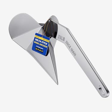 Imagem de Deck Man Âncora de barco de aço inoxidável 316 (grau marítimo) Âncora estilo Delta Âncora triangular resistente estilo asa âncora triangular (Slivery, 15 kg/15 kg)