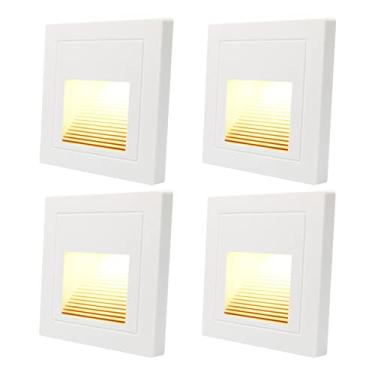Imagem de Arotelicht LED Lâmpada de Parede Embutida, Luzes de degraus Branco Quente 3000K, IP65 Luz de Escada à Prova D'água lâmpada, Interno Jardim Varanda Corredor, Alumínio, Pacote com 4 unidades