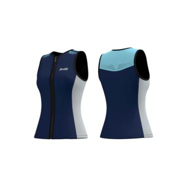 Imagem de GoldFin Top de roupa de mergulho para mulheres, colete de neoprene de 2 mm, sem mangas, com zíper frontal, jaquetas para esportes aquáticos, natação, mergulho, surfe, snorkeling, PP