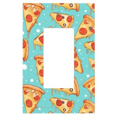 Imagem de 1 Gang Single GFCI Outlet Covers Decorador/Rocker Light Switch Placa de Parede, Fatias de Pizza, Dispositivo Elétrico, Tampa de Placa de Plugue Frontal para Receptáculo Dimmer Tomada USB