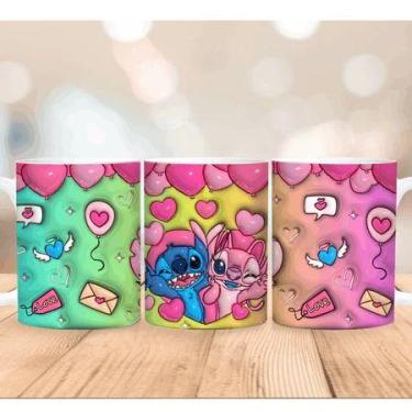 Imagem de Caneca Xícara Personalizada Lilo e Stitch Disney Efeito 3D - Porcelana