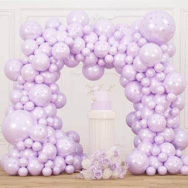Imagem de Double Pearl Purple Stuffed Balloons Different Sizes 116Pcs 5/10/12/18 Inch Purple Balloon Arch Kit with Pearl Stickers for Wedding Princess Birthday Baby Shower Mermaid Ocean Sea Frozen Winter Party