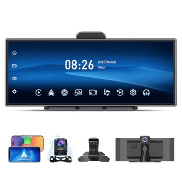 Imagem de [Tela grande de 11,25 polegadas na célula] Apple CarPlay sem fio e Android Auto para carro, com tecnologia de tela de 1920 x 720 com câmera de painel 4K 1080P, câmera de reserva/controle de voz