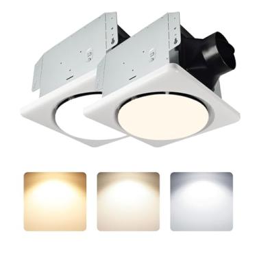 Imagem de NOVELUX Exaustor De Banheiro Com Luz, Certificado Pela Ul, 120 Pés Cúbicos Por Minuto, 1,2 Sones, 41 W, 42 Db Luz Para Casa, 1500 Lm Led 2700 K/4000 K/6500 K, Pacote 2