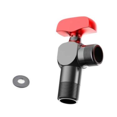 Imagem de IEUDNS Válvula de ângulo quente e fria, interruptor triangular, válvula de esfera de entrada de água quente e fria G1/2" para aquecedor de pia vaso, Vermelho