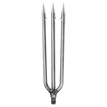 Imagem de FREGITO Arpão de pesca de aço inoxidável, lança farpada, arpão de pesca com parafuso de 8 mm para desembarque de pesca ao ar livre, sapo de peixe grande