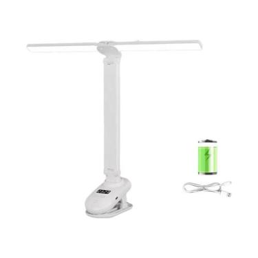 Imagem de Candeeiro De Mesa De Leitura De Duas Cabeças LED Regulável Com Clipe D