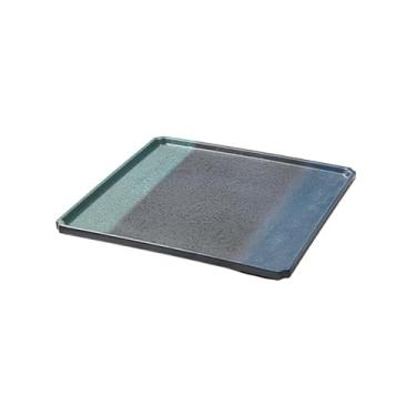 Imagem de Prato de estilo japonês retrô simples listrado delicado quadrado durável - placa quadrada de renda de 25,4 cm