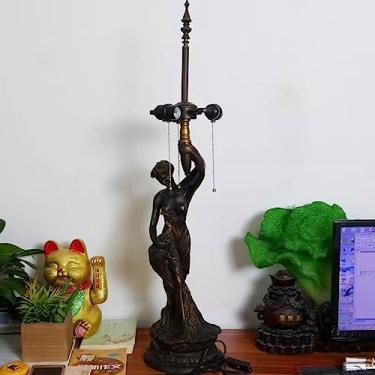 Imagem de errzom Base Para Abajur Tiffany Com 3 Luzes, Altura Do Poste 34" - Luminária De Mesa Em Resina Meninas, Reposição Apenas Abajures Vitral Estilo 18"