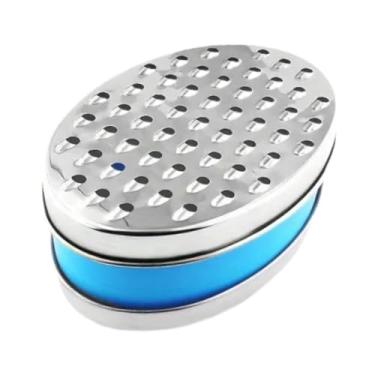 Imagem de ＫＬＫＣＭＳ Ralador de queijo com recipiente de aço inoxidável com recipiente para armazenamento de alimentos, ralador de queijo para batata, vegetais e, Azul