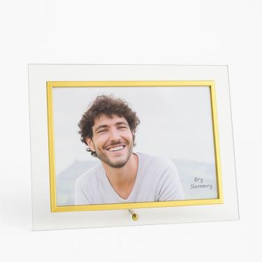 Imagem de Porta Retrato Vidro Borda Dourada Para Fotos 15x20 Horizontal - Tuut