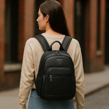 Imagem de Mochila Masculina Feminina Couro Grande Resistente Elegante Premium Re