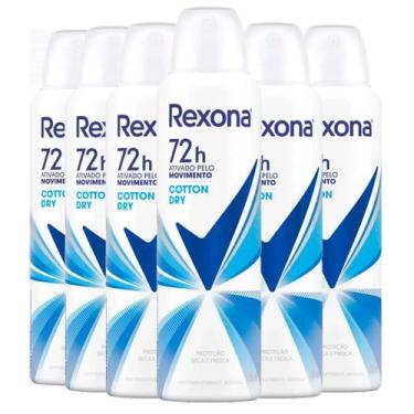 Imagem de Kit Desodorante Aerosol Rexona Cotton Dry Azul 150ml - 6 Unidades